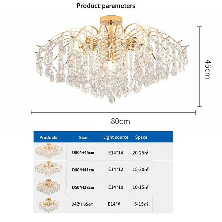 French Ceiling Lamps Luxury Crystal Pendant Light for The Living Room LED Interior Luster Home Decoration Hanging Light