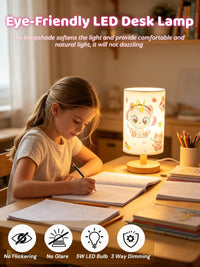 Kids Table Lamp,Cute Kitty Lamp for Bedroom Girls Decorative Bedside Lamps