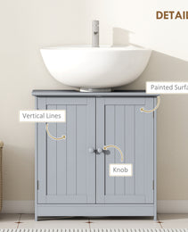 Under Sink Bathroom Cabinet, Pedestal Sink Storage Cabinet with 2 Doors, Shelf and U-Shape, Gray