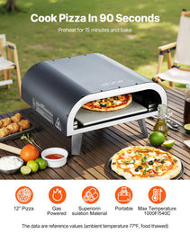 12' Outdoor Pizza Oven Portable Gas Oven Iron Spray  For Camping