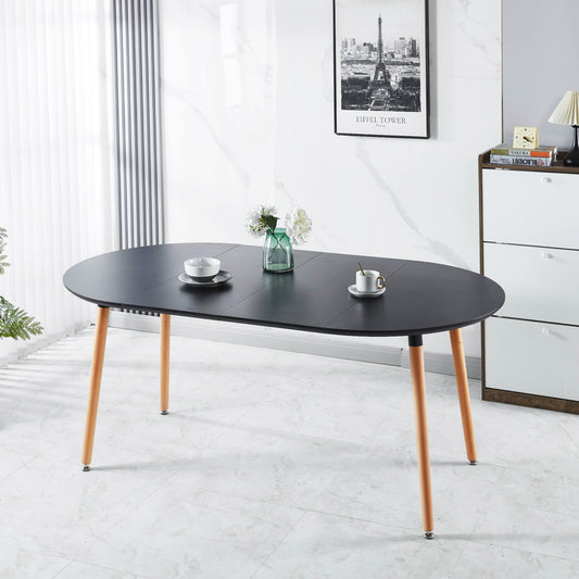 Extensible Table,DINING TABLE,OFFICE TABLE,COFFEE TABLE,wood Leg,MDF Top,100-140-180x100x75cm,black Color