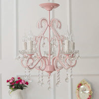 Nordic Cream Pastoral Crystal Pendant Light LED Kids Room Dining Room Girl Bedroom Second Bedroom Pink Decor Novelty New Energy