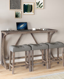 Bar Table Set With Power Outlet, Bar Table And Chairs Set, 4 Piece Dining Table Set, Industrial Breakfast Table Set, For Living Room, Dining Room, Game Room