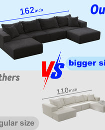 Oversized Sponge Cloud Sofa,Modern Upholstered Sectional Sofa Couch Set,Modular 162 L Shaped Sectional Living Room Sofa Set With 6 Pillows,Free Combination Sofa Couch For Living Room,Bedroom