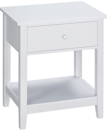 End Table, 2-tier Side Table with Drawer and Storage Shelf, Modern Side Table for Living Room, White