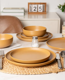 12-Piece Stoneware Dinnerware Sets With Mugs  Microwave & Dishwasher Safe Non-Toxic Dinner Plates Bowls Set  Stackable Matte Glaze Kitchenware For 3