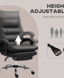 Massage Office Chair with Heat Function, Computer Desk Chair with Footrest Swivel Wheels, Black