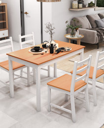 Dining Table Set for 4, 5 Piece Modern Kitchen Table and Chairs, Solid Wood Dining Room Set for Small Spaces, Breakfast Nook, White