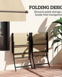 Set Of 2 Outdoor Dining Chairs With High Back, Armrests, Folding Patio Chairs For Patio, Lawn, Camping, Beige