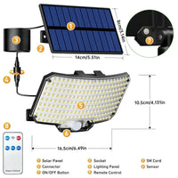 234LED Solar Outdoor Lights Motion Sensor Super Bright Remote Wall Flood Lamp Security Waterproof Patio Garden Garage 1~2pcs