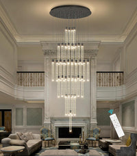 35-Light Long Large Modern Led Crystal Chandeliers Modern Spiral Chandeliers High Ceilings Chandelier for Staircase Foyer Chrome