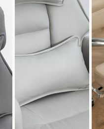 Swivel Ergonomic Office Chair, Technology Leather  High Back Office Chair With Lumbar Support Headrest, Sedentary Comfortable Boss Chair, 155 Reclining Computer Chair Color  Beige