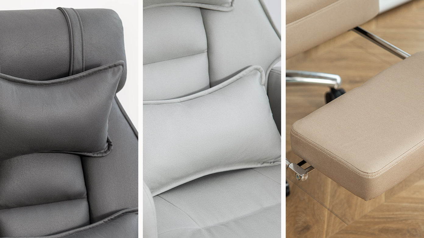 Swivel Ergonomic Office Chair, Technology Leather  High Back Office Chair With Lumbar Support Headrest, Sedentary Comfortable Boss Chair, 155 Reclining Computer Chair Color  Beige