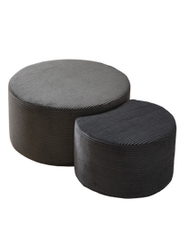 Nesting Coffee Table Set Of 2,Upholstered Round Coffee Tables Set Of 2 For Living Room, Modern Foam Round Coffee Table Side Table End Table Ottoman, No Assembly