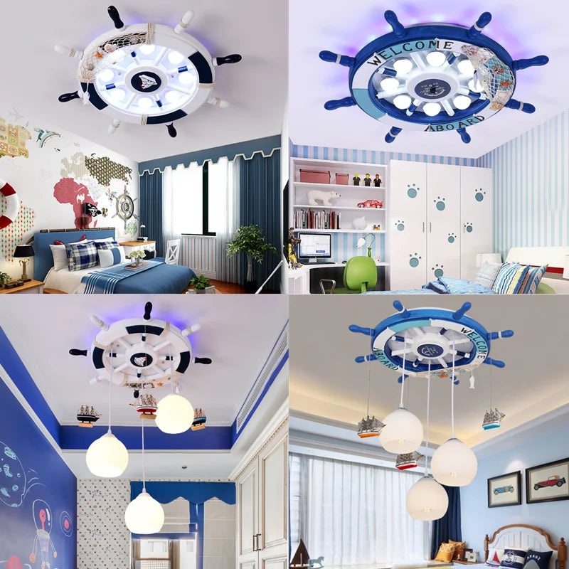 2026 Ceiling Light Lamps Children Room Kids Bedroom Nursery Creative Boat Rudder LED Chandeliers Lights Lighting Home Decoration