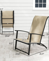 Set of 2 Outdoor Dining Chairs with High Back, Armrests, Folding Patio Chairs for Patio, Lawn, Camping, Beige