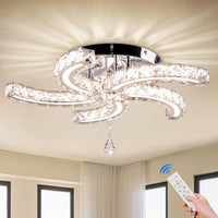 11.8" Crystal Ceiling Light, Flush Mount LED, Warm White