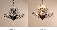 8-Light Black Crystal Chandelier, Vintage Pendant Light Fixture