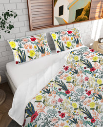Floral Quilt 3 Pieces Microfiber Quilt Sets Lightweight Bedspreads Botanical Coverlets Quilt Bedding Set All Season Quilts