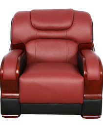 Pickup Only--Black & Red Genuine Cow Leather 3-Piece Couch Living Room Sofa Set