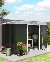 9' x 4' Metal Outdoor Storage Shed, Tool House with Double Lockable Doors for Backyard, Patio, Lawn, Garage, Dark Gray