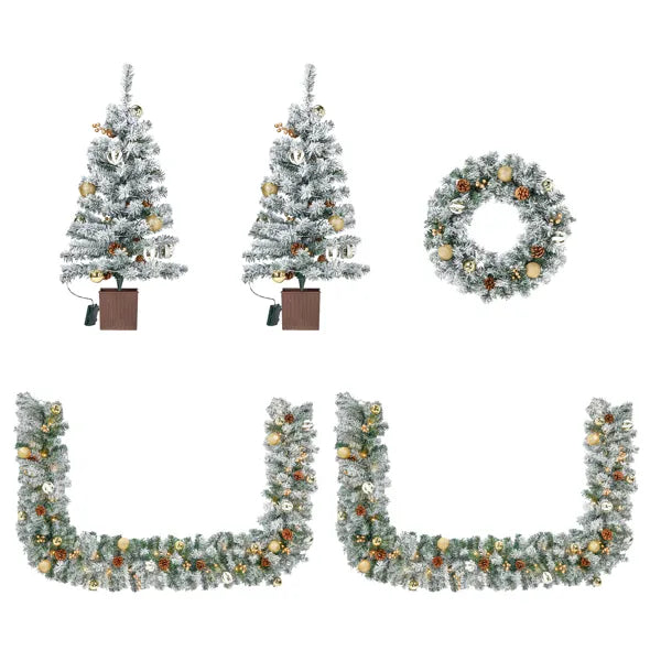 Pre-Lit 4-Piece Christmas Entryway Set