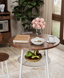 3-Piece Bar Table Set With 2 Bar Stools  Modern Pub Table With Backrests & Storage Shelf