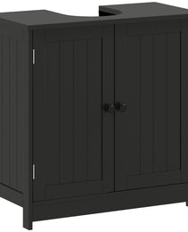 Under Sink Bathroom Cabinet, Pedestal Sink Storage Cabinet with 2 Doors, Shelf and U-Shape, Black