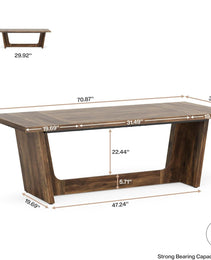 70.87-Inch Executive Computer Desk: Large Home Office Desk With Solid Wooden Pedestal, Industrial Wood Study Writing Table