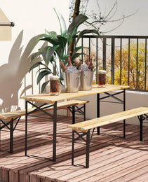 6' Portable Picnic Table and Bench Set, Outdoor Wooden Folding Camping Dining Table Set for Patio Garden Outdoor Activities
