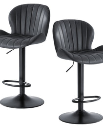 Modern Bar Stools Set Of 2, Adjustable Faux Leather Upholstered Swivel Bar Stools