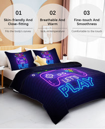 3 Pieces Game Pattern Comforter Set Ultra Soft Bedding Set