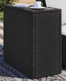 garden side table with glass top 58x27, rattan   garden side table