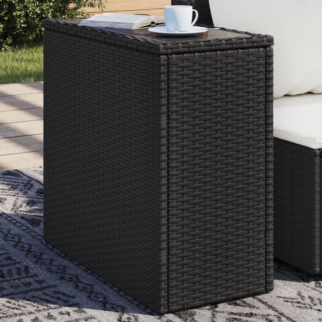 garden side table with glass top 58x27, rattan   garden side table