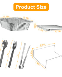 36Pcs Per Set Disposable Chafing Dish Buffet Set Food Warmers For Party Buffet Server Catering Supplies With Covers Utensils Half Size Food Pans For Parties Events BBQ Catering