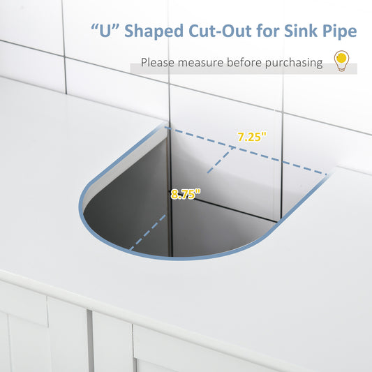 Bathroom Vanities, Bathroom Sink Cabinets With U-Shape Cut-Out And Adjustable Internal Shelf, White