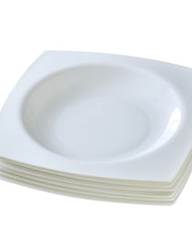 6-piece Set Of White Bone China 9.5-inch Square Soup Plate