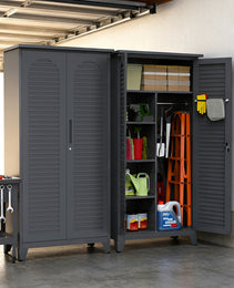 73'' Tall Metal Tool Storage Cabinet, With Ample Storage Space For Garage,Warehouse,Garden,Office, Living Room,Bathroom,Utility Room Slate