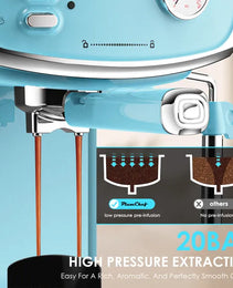 20 Bar Espresso Machine For Home- Professional Compact Espresso Maker With Milk Frother Steam Wand, Pressure Gauge & 54oz Large Water Tank, Low Noise Fast Brewing For Cappuccino, Latte