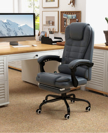 7-Point Vibrating Massage Office Chair High Back Massaging Office Desk Chair with Lumbar Support, Footrest, Blue
