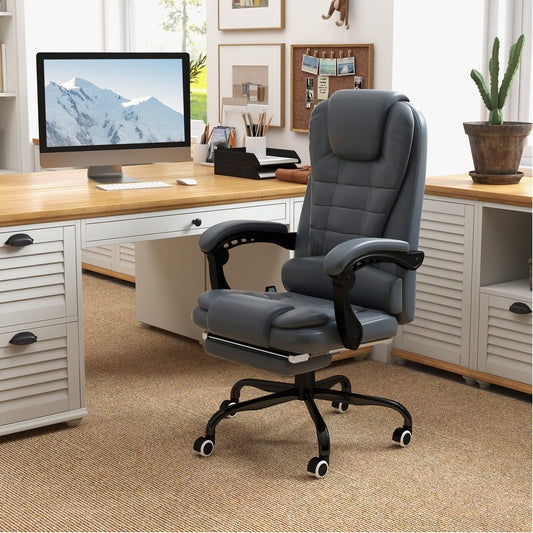 7-Point Vibrating Massage Office Chair High Back Massaging Office Desk Chair with Lumbar Support, Footrest, Blue