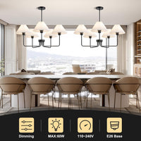 Farmhouse Black Chandelier, 5-Light Fabric Chandelier
