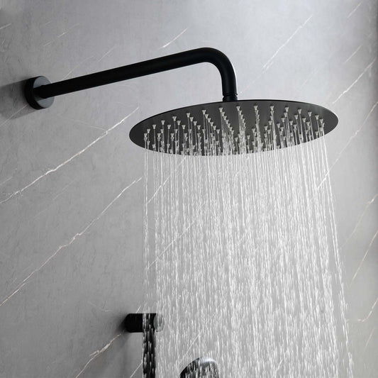 Shower System With Shower Head, Hand Shower, Slide Bar, Bodysprays, Shower Arm, Hose, Valve Trim, And Lever Handles