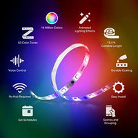 LED Light Strip, 50 Color Zones RGBIC, 16.4ft Wi-Fi LED Strip Works w/ Alexa, Google Home and SmartThings, High Brightness, 16M