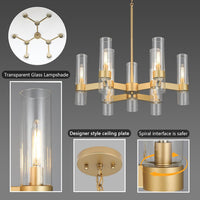 Gold Chandelier,9 Light Farmhouse Chandeliers for Dining Room Light Fixture