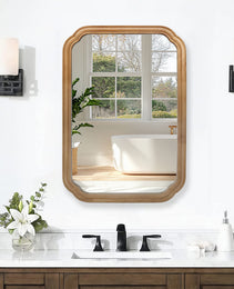 29.72x19.69 Inches Functional Mirror With Cabinet, Wood Framed Bathroom Wall Cabinet With Mirror And Adjustable Shelves, Wall Mounted Mirror With Storage For Bathroom