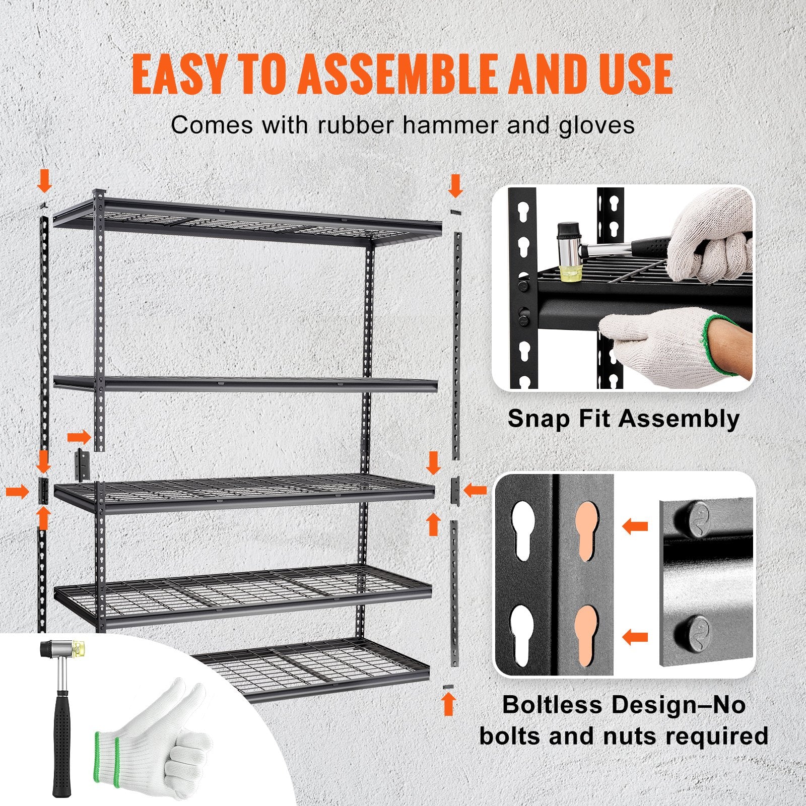 Storage Shelving Unit, 5-Tier Adjustable, 2000 Lbs Capacity, Heavy Duty Garage Shelves Metal Organizer Wire Rack, Black, For Kitchen Pantry Basement Bathroom Laundry Closet