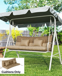 4-Piece Back and Seat Cushion Pillows Replacement and Pillows, Patio Chair Cushions Set with Ties, khaki