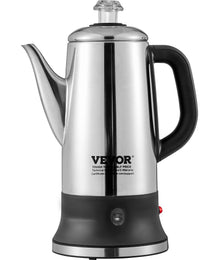12-Cup Electric Percolator Coffee Pot, 304 Stainless Steel Coffee Percolator With Keep Warm Function & Heat-Resistant Handle, Classic Coffee Maker, Quick Brew & Easy-Pour Spout, Silver