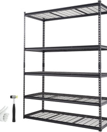 Storage Shelving Unit, 5-Tier Adjustable, 2000 Lbs Capacity, Heavy Duty Garage Shelves Metal Organizer Wire Rack, Black, For Kitchen Pantry Basement Bathroom Laundry Closet